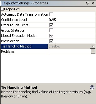 Okno ustawień algorytmu dalszego czasu życia (Survival Algorithm Settings Window)