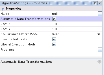 Algorithm Settings: Automatic Data Transformations Option